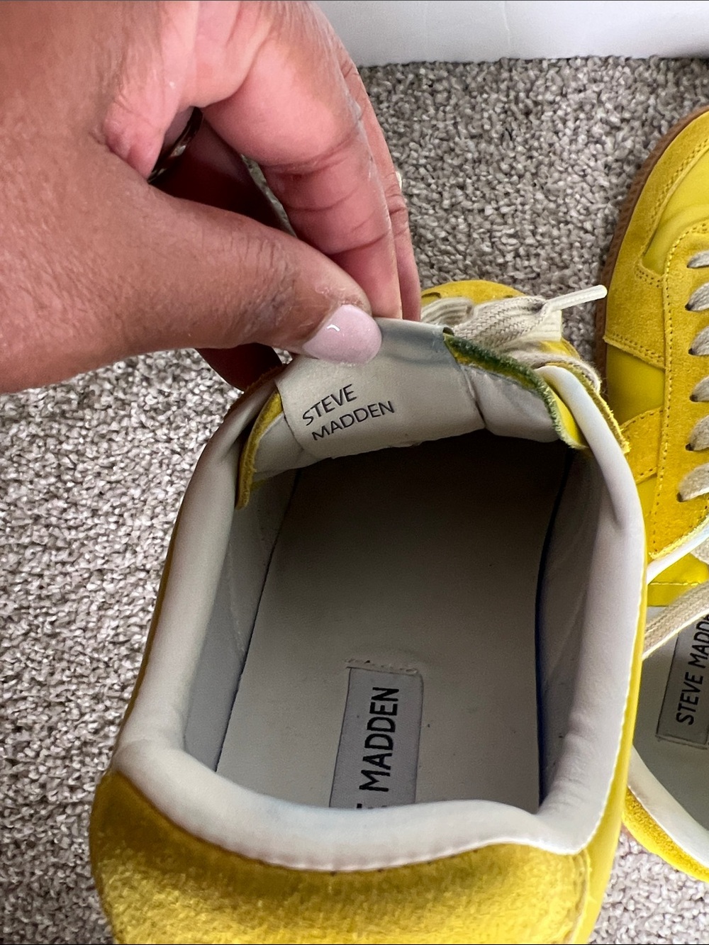 Steve Madden Bright Yellow Suede & Leather Low-Top Sneakers - Picture 6 of 8
